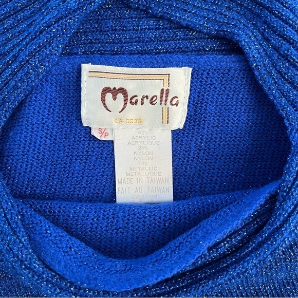 Marella Vintage 80’s Blue Sparkly Sweater - Picture 6 of 8